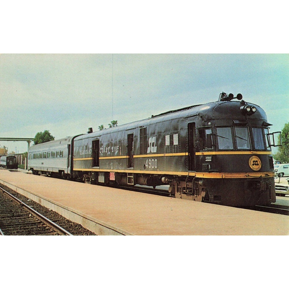 Vintage Seaboard Coast Line Railroad Doodlebug 4900 Postcard Lakeland Florida - Picture 1 of 2